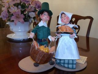 Vintage Annalee 10 " Pilgrim Thanksgiving Couple 1992 With Tags