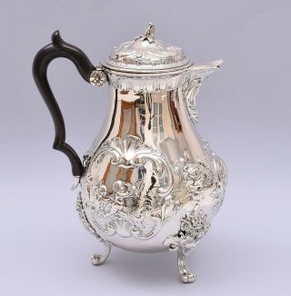 Antique 1761 French Solid Silver Repousse Coffee Pot