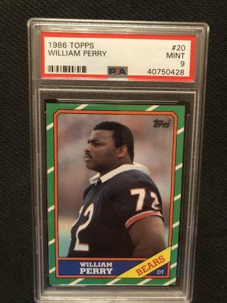 1986 William Perry Rookie,  20 Topps,  Psa 9 Chicago Bears - Label/ Pop 54