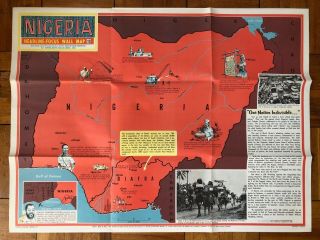 Vintage Nigeria Map Poster Vintage School Bulletin Board Educational Wall Decor