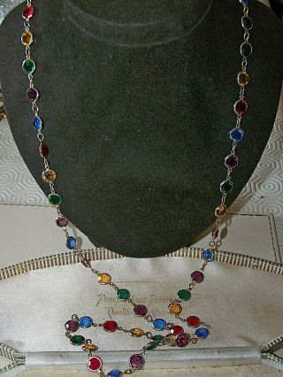 Vintage Jewellery Long Bezel Set Crystal Riviere Art Deco Cocktail Necklace