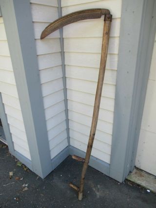 Vintage Antique 61 " Long Scythe Hay Grain Sickle Farm Tool Blade Is 19 " Long