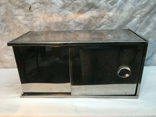 Large Vintage Hoosier Cabinet Metal Bread Box With Sliding Door 18.  5 X 8 X 9in