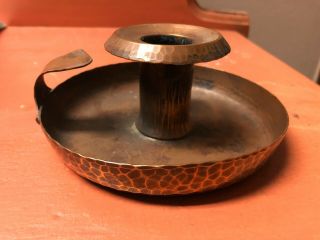 Antique Roycroft Hammered Copper Candle Holder Early 1900s Arts & Crafts Mission
