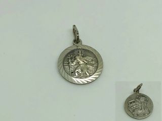 Vintage Art Deco Sterling Silver St Christopher Double Sided Small Pendant