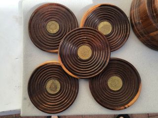 Antique Jamacia (1 Other) Wood Coin Coasters Breweriana 6 1950 