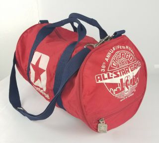Converse All Star Nba Chicago 1988 Game Duffel Gym Travel Bag Vintage Red Nylon