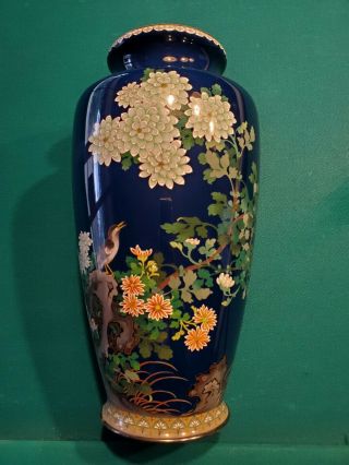 Large Antique Japanese Cloisonne Vase Signed Ando