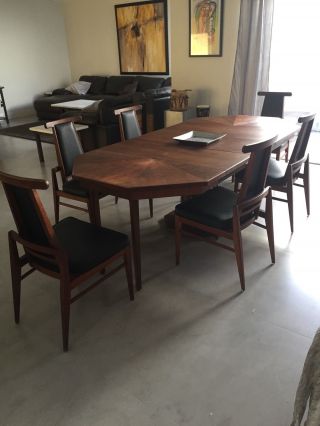 Foster Mcdavid Mid Century Walnut Dining Room Set With 6 Chairs