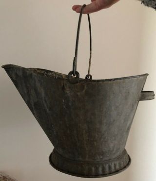 Coal Ash Bucket Pail Scuttle Vintage / Antique Primitive Country - Not Watertight