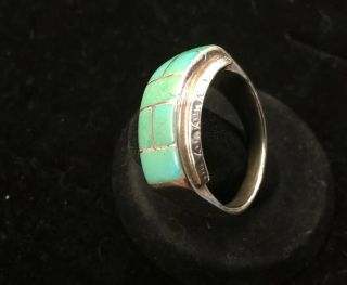 Vintage Large Men’s Southwestern Silver With Turquoise Stones Ring Size 12.  25