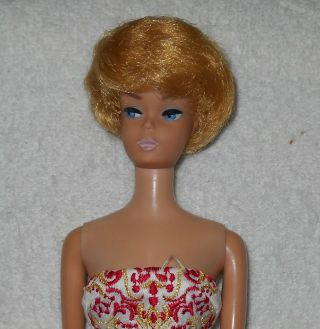 Pretty Vintage Blonde Bubble Cut Barbie Doll Dressed For The Holidays