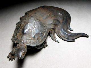 RYUBUNDO SIGNED Turtle Okimono Statue Japanese Vintage Artwork 3