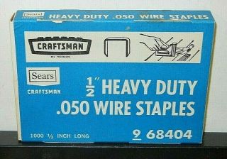 Vintage Sears Craftsman Heavy Duty Wire Staples (1/2 ", .  050) Made In Usa.  68404