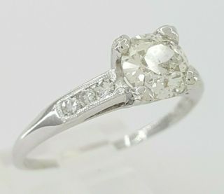 1.  01 ct Antique / Art Deco Platinum Old European Diamond Engagement Ring 3