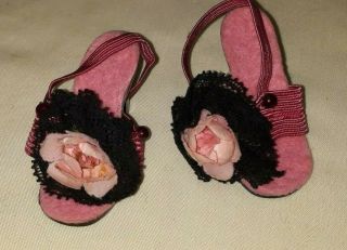 Vintage Madame Alexander Cissy Doll Pink/black Flower Heels Shoes $44.  99