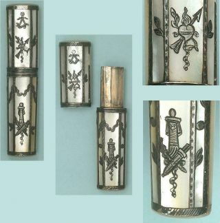 Antique Mother Of Pearl & Silver Needle Case French Circa 1750