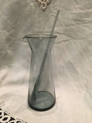 Vintage Smoke Glass Martini Cocktail Mixer With Glass Stir Carafe