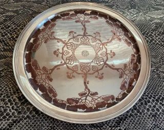 Antique Vintage Art Nouveau Tiffany & Co.  927 Sterling Copper Inlay 12.  5 Tray