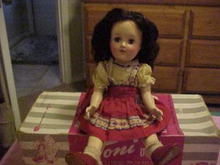 Vintage Ideal 1950 Toni Doll 14 " With Clothes And Box P - 90 Tagged Dress