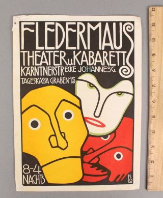 Antique Secessionist CABARET FLEDERMAUS Wiener Werkstatte Poster BERTOLD LOFFLER 2