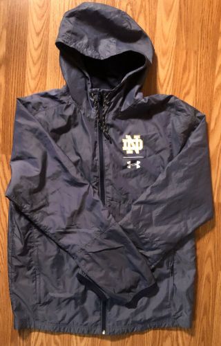Notre Dame Football Team Issued Under Armour Full Zip Jacket Large