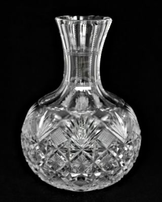 Antique American Brilliant Cut Glass Crystal Abp Bergen Atlantic Carafe 8 "