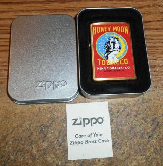 2001 Zippo Honey Moon Tobacco Tin Series 1 Full Size Brass Lighter/nib/rare