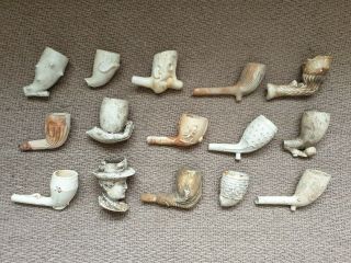 Selection Of 15 Decorated Clay Tobacco Pipe Bowls