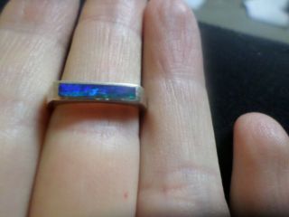 Vintage Size 6.  5 Navajo Sterling Silver Opal Inlay Ring,