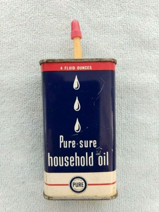 Vintage Pure Household Oil Handy Oiler 4 Oz.  Can
