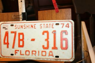 1974 Florida License Plate Citrus County 47b - 316