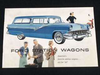 Vtg 1956 Ford Station Wagons Car Dealer Sales Brochure