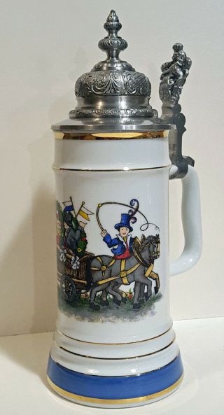 Vintage German Weininger Lidded Stein - Munchen Germany Porcelain Beer Bier Krug