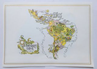 Pan Am Rainbow Service Pictorial Map Menu - Central & South America (ca.  1970)