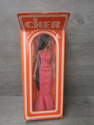 Vintage Mego Corp Cher Doll 1976 Niob Pink Halter Dress Styleable Hair 12 "