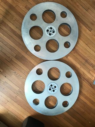 Two Vintage Goldberg Brothers 24” Aluminum Movie Reel With E - Z Hub