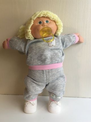 Cabbage Patch Kids Doll Vintage Appalachian Coleco Blonde Green Eyes Pacifier