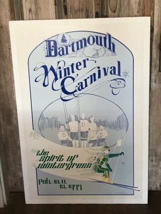 Vintage Dartmouth Winter Carnival 1977 Ski Poster Skiing