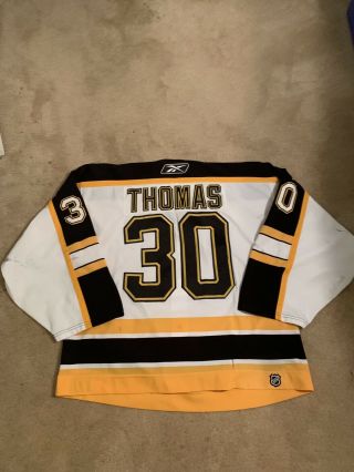 TIM THOMAS Boston Bruins Game Worn Jersey Meigray 2