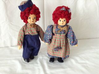 Vintage Raggedy Ann Andy Porcelain Dolls