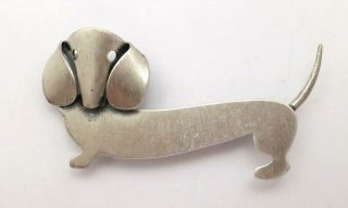 Beau Vintage Sterling Silver Weiner Dog,  Dachshund Brooch Pin