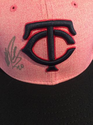 EDDIE ROSARIO GAME WORN TWINS MOTHER’S DAY HAT MLB AUTHENTICATED HOLOGRAM 2