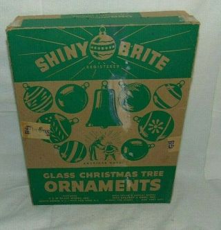 Shiny Brite Ornament Box Empty Vintage Uncle Sam Santa American Made