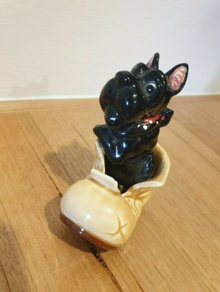 Vintage Retro Japan Ceramic Scottish Terrier Scottie Dog Boot 3.  5 Inch Figurine