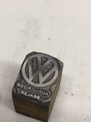 Vw Authorized Dealer Vintage Letter Press Printing Block Metal Wood Logo Ad