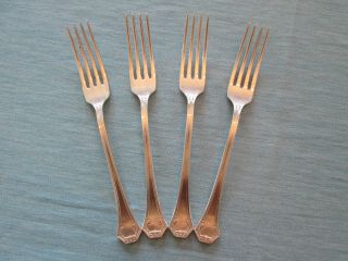 Set 4 Dinner Forks Vintage Reed & Barton Silverplate: Pompeian Pattern: Lovely