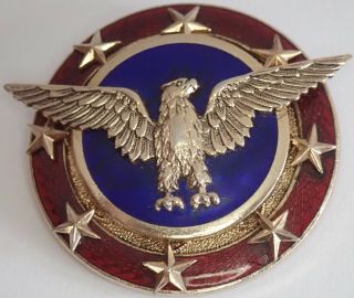 Rare Vintage Accessocraft Gold Plate Enamel Patriotic American Eagle Brooch