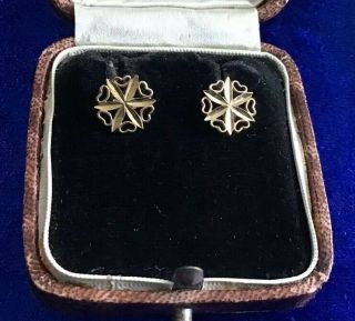 Lovely Vintage 9ct Gold Star & Hearts Design Stud Earrings