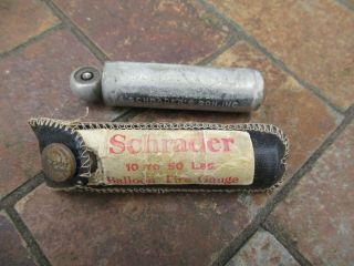 Vintage Schrader Balloon Tire Pressure Gauge W Case